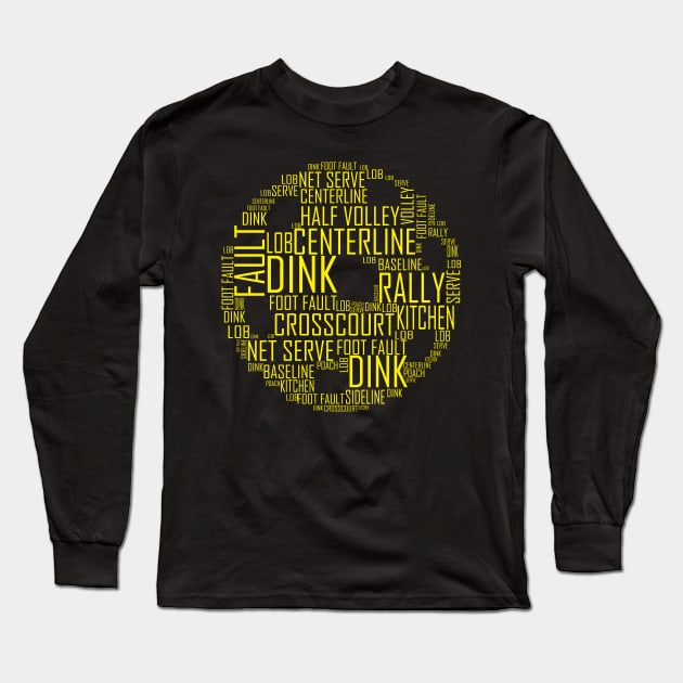 Yellow Pickle Ball Long Sleeve T-Shirt by LetsBeginDesigns